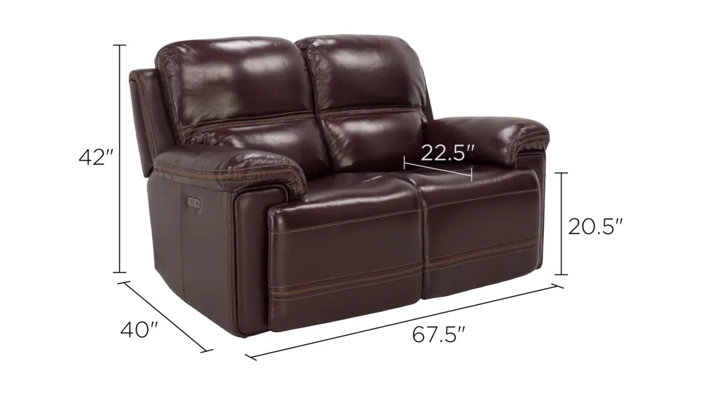 Harding Power Loveseat w/Power Headrest Dimensions