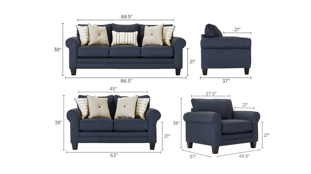 McKinley Living Room Set Dimensions