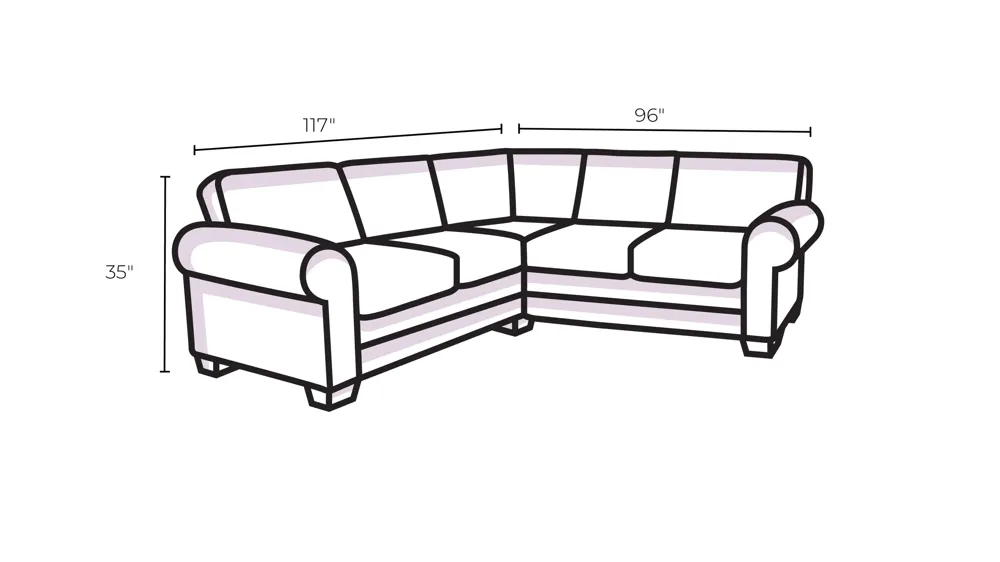 Uptown 2-pc. Sectional Sofa Dimensions