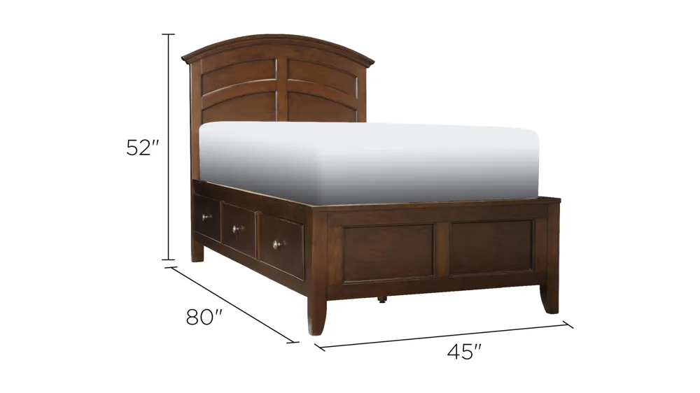 Kylie Youth Platform Bed w/ 2-Sided Storage Dimensions