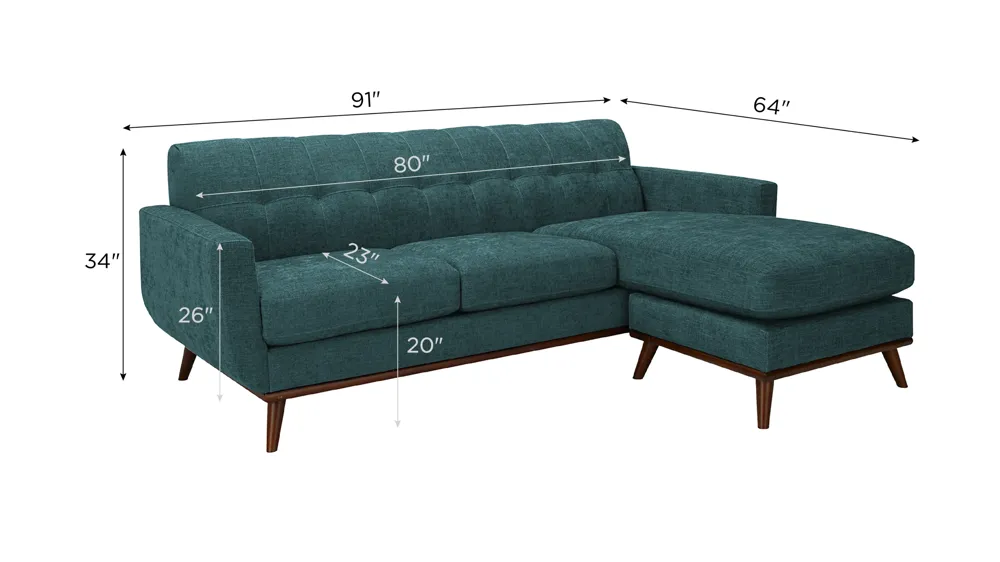 Milo Reversible Sofa Chaise Dimensions
