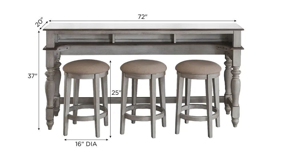 Ocean Isle 4 Piece Console Set Dimensions