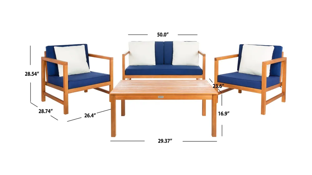 Hinaku 4-pc. Outdoor Set w/ Accent Pillows Dimensions