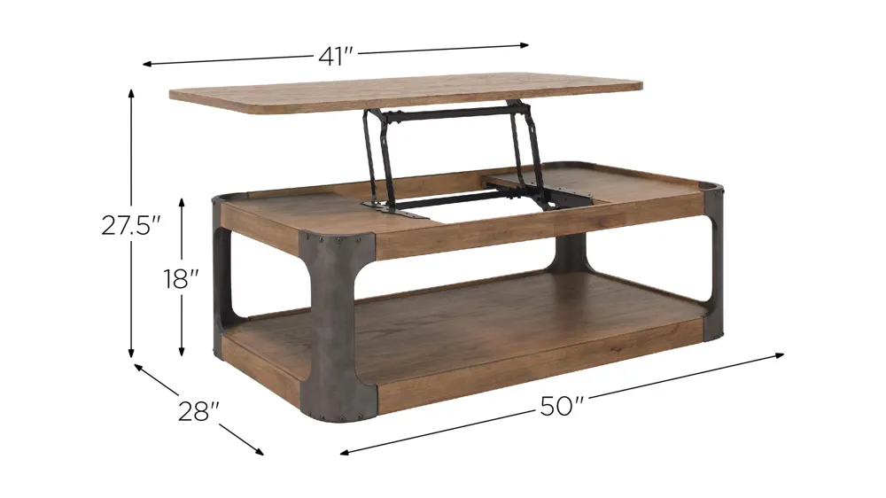 Tuffeto Lift-Top Cocktail Table Dimensions