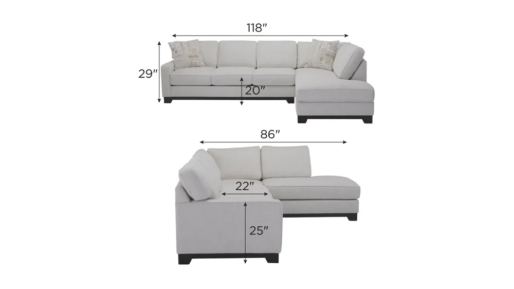 Artemis I 2-pc. Sleeper Sofa Chaise Dimensions