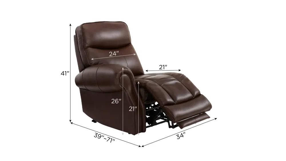 Brooks Left Arm Facing Triple Power Recliner Dimensions
