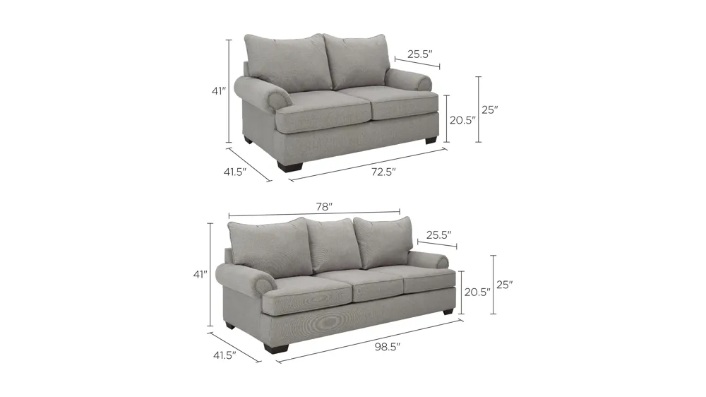 Caldwell Living Room Set Dimensions