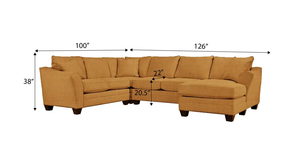 Foresthill 4-pc. Sectional w/ Right Arm Facing Chaise Dimensions