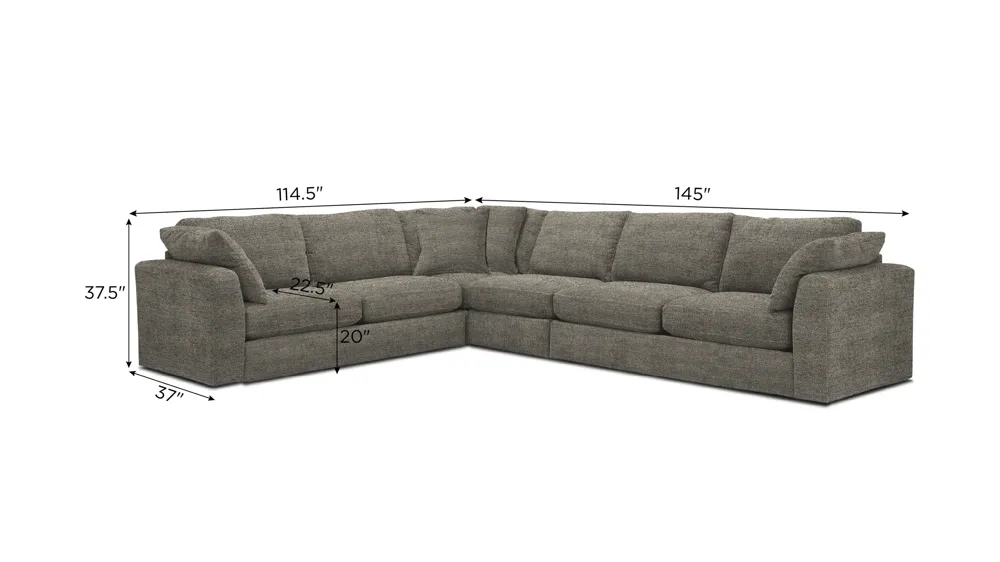 Nappily 4-pc. Sectional Dimensions