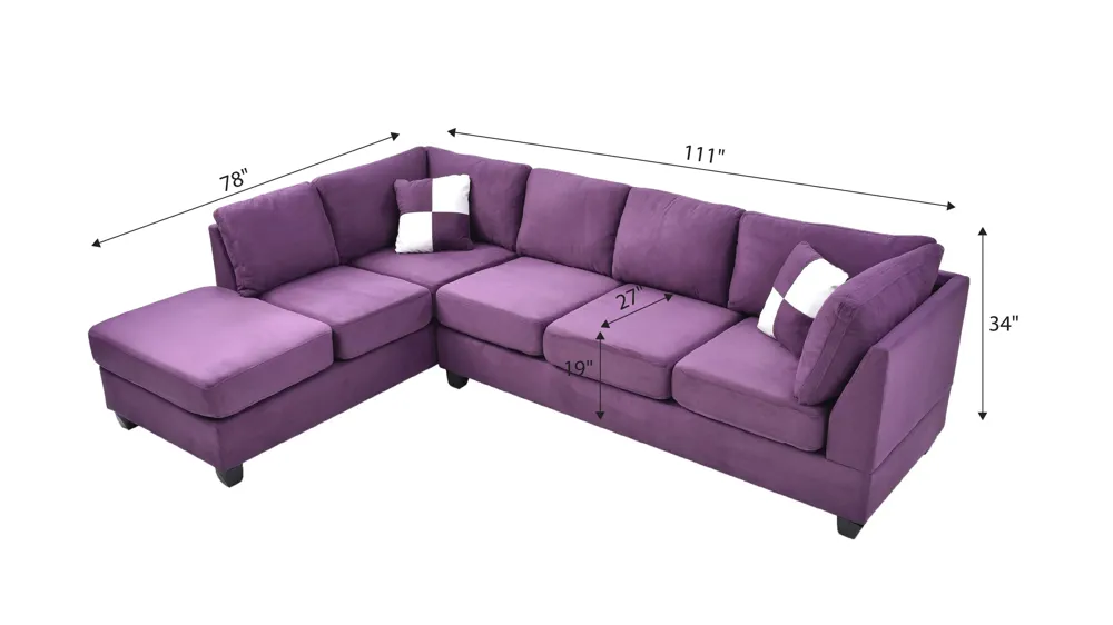 Malone 2-pc. Reversible Sectional Sofa Dimensions
