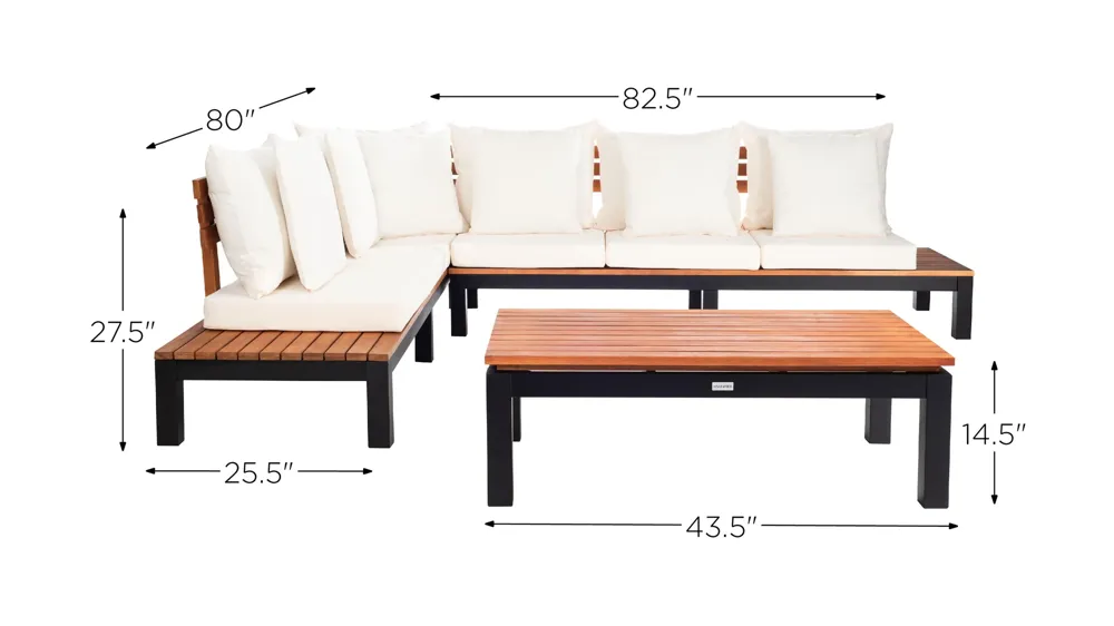Kelda 3-pc. Outdoor Sectional Set Dimensions