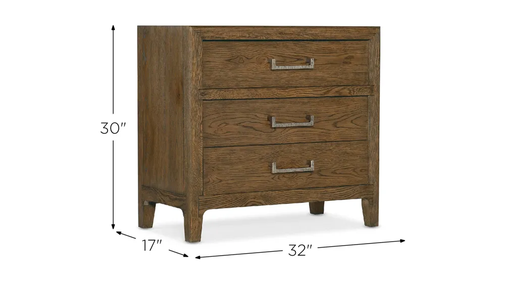 Chapman Three-Drawer Nightstand Dimensions