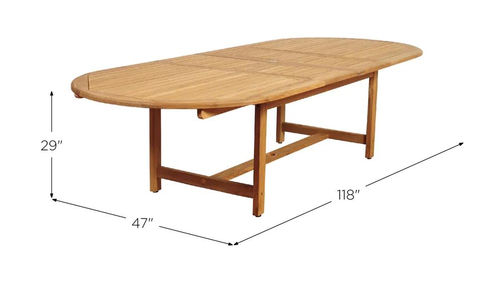 Rice Outdoor Oval Extendable Table Dimensions