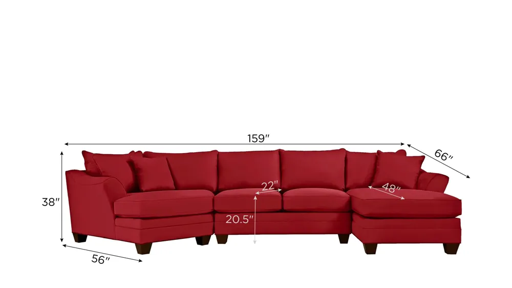 Foresthill 3-pc. Right Hand Facing Sectional Sofa Dimensions