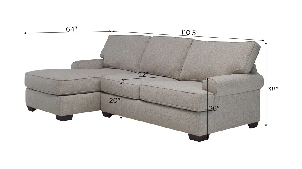 Suzanne 2-pc. Sectional Dimensions