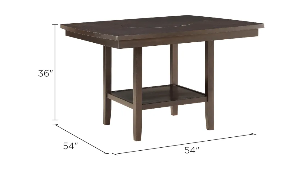 Elmore Counter Height Dining Room Table With Lazy Susan Dimensions