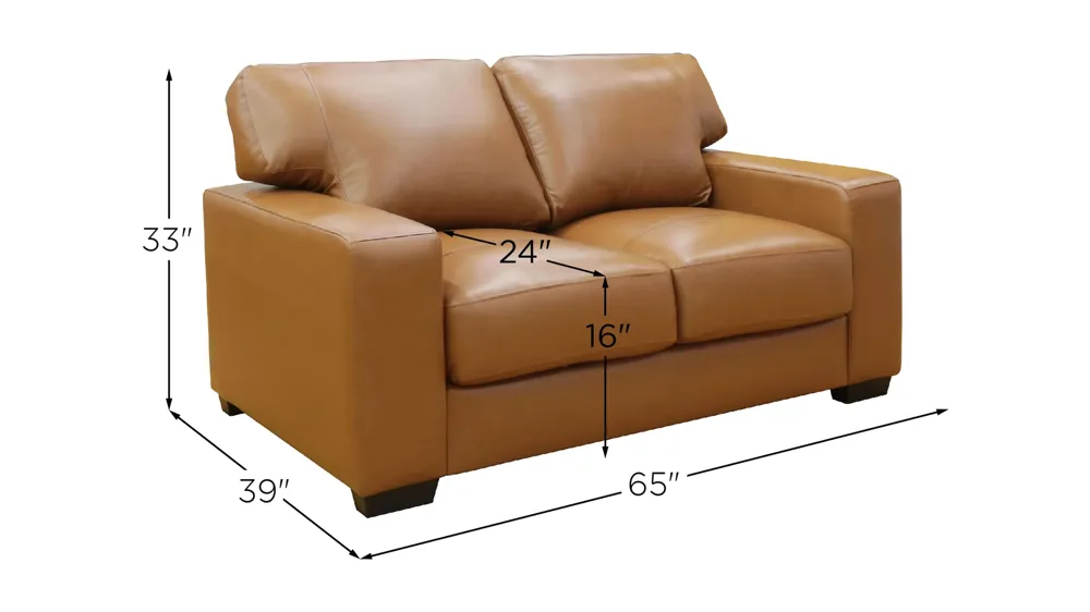 Bordeaux Leather Loveseat Dimensions