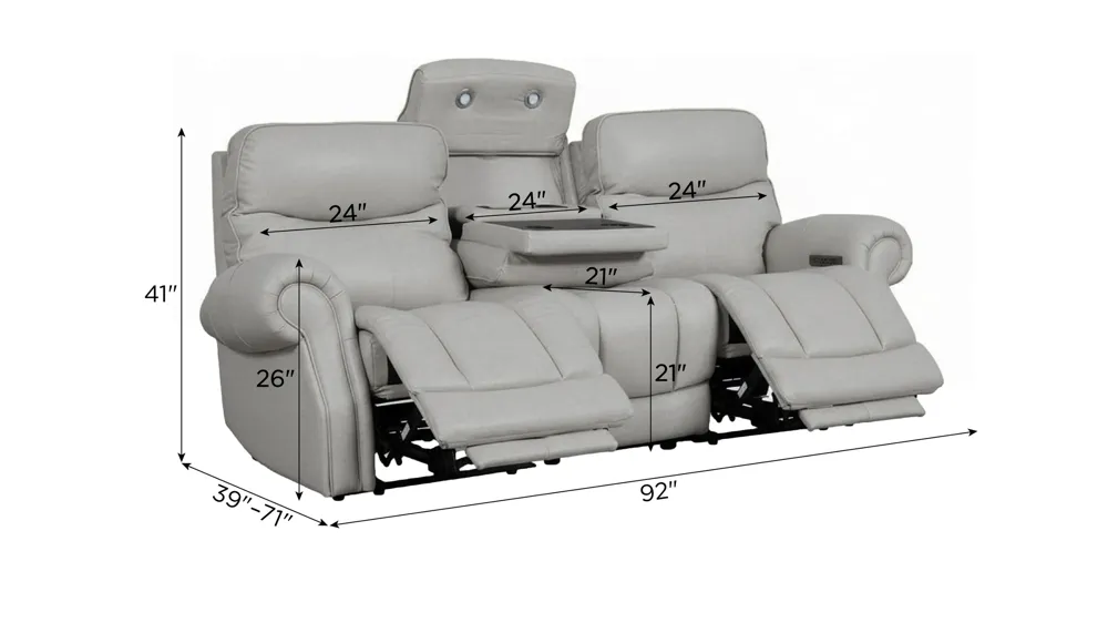 Brooks 3-pc. Zero Gravity Triple Power Sofa Dimensions
