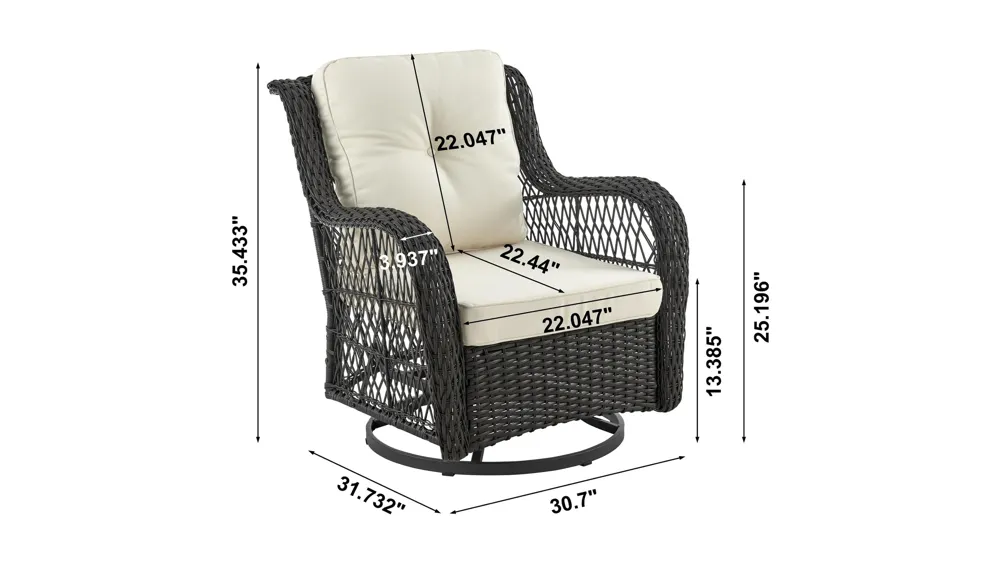 Fruttuo 3 Pc Outdoor Patio Set Dimensions