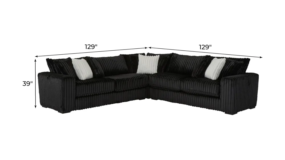 Onyx Moon 3-pc. Sectional Dimensions