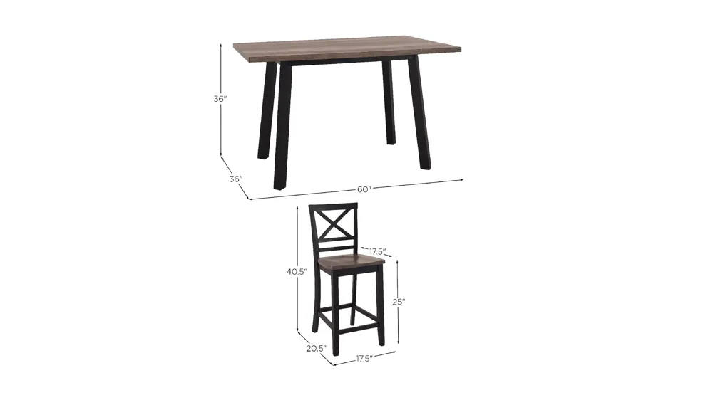 Harper 5-pc. Dining Set Dimensions