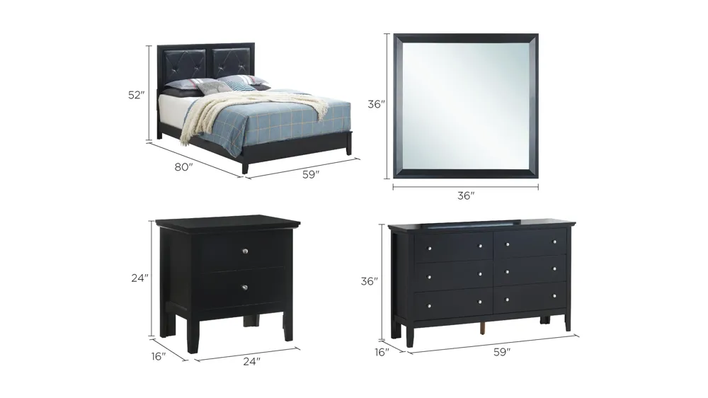 Primo 4-pc. Bedroom Set Dimensions