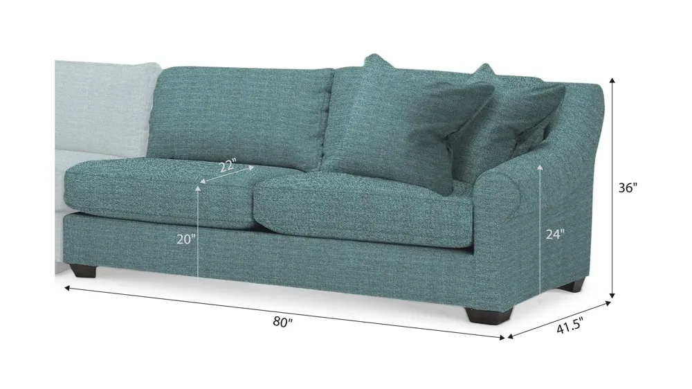 Thatcher Right Arm Facing Loveseat Dimensions