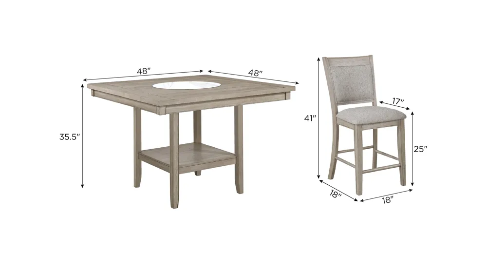 Lysander 9-pc. Counter-Height Dining Set Dimensions