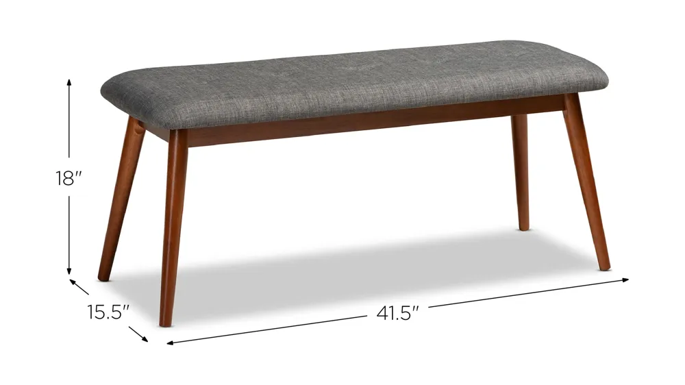 Flora II Fabric Upholstered Wood Bench Dimensions