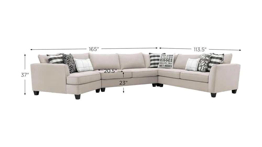 Daine 4-pc. Sectional Sofa Dimensions