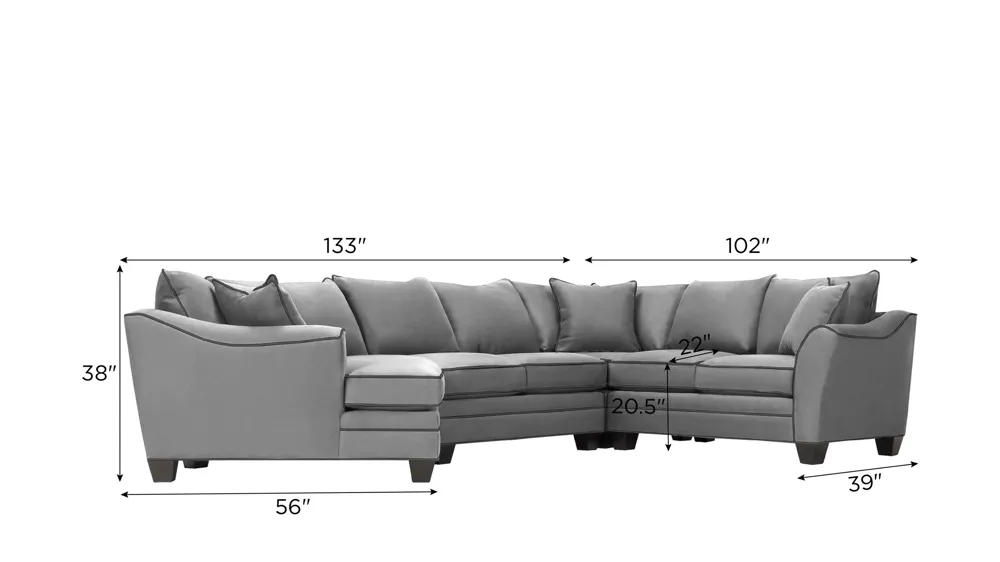 Foresthill 4-pc. Left Hand Cuddler Sectional Sofa Dimensions