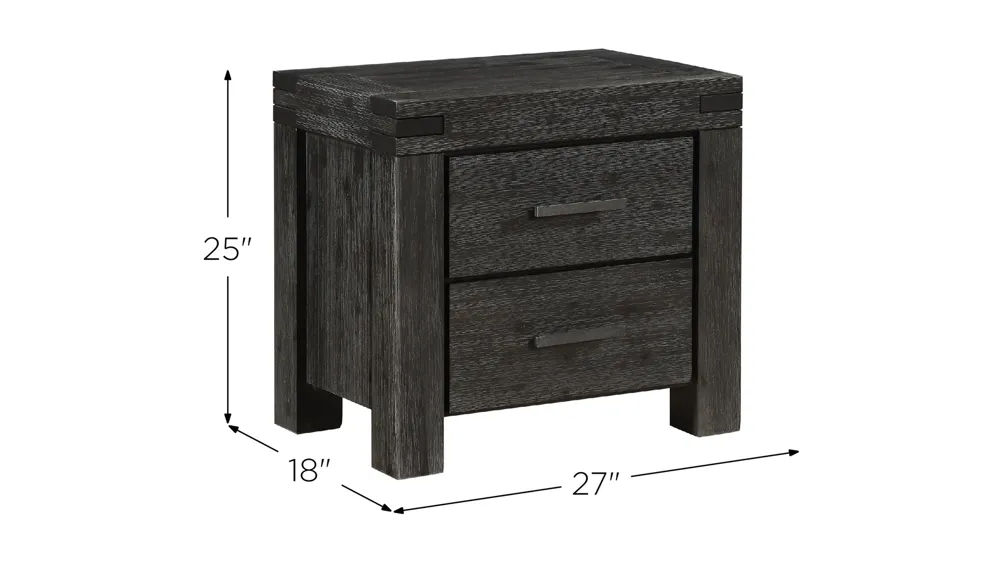 Meadow Solid Wood Two Drawer Nightstand Dimensions