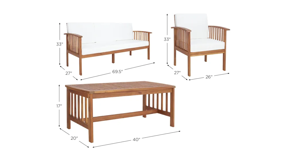 Finnick 4-pc. Patio Set Dimensions