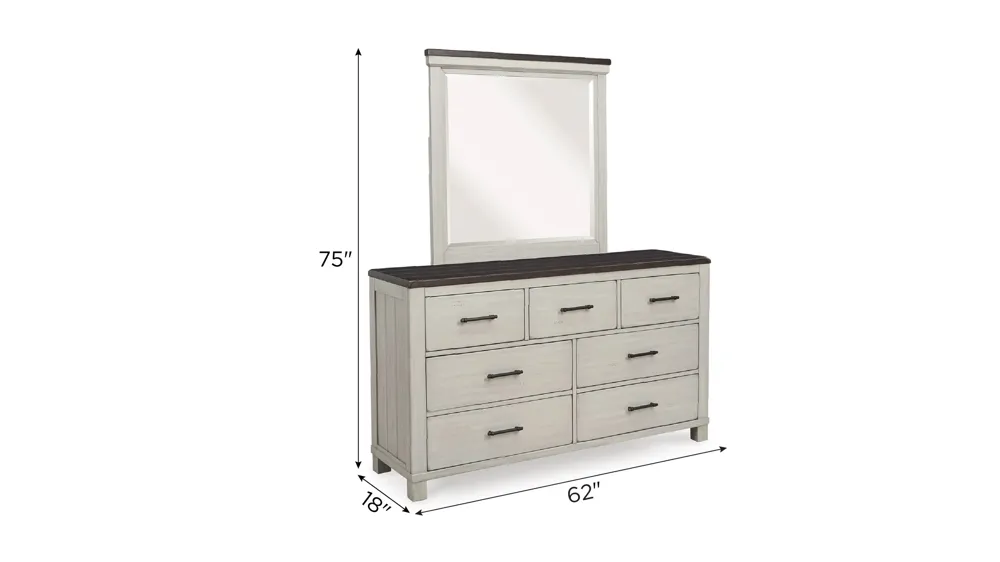 Darborn Dresser and Mirror Set Dimensions