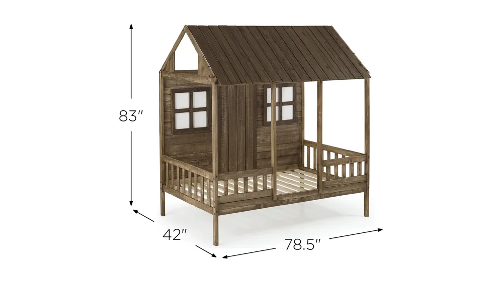 Front Porch Low Loft Bed with Dual Underbed Drawers Dimensions