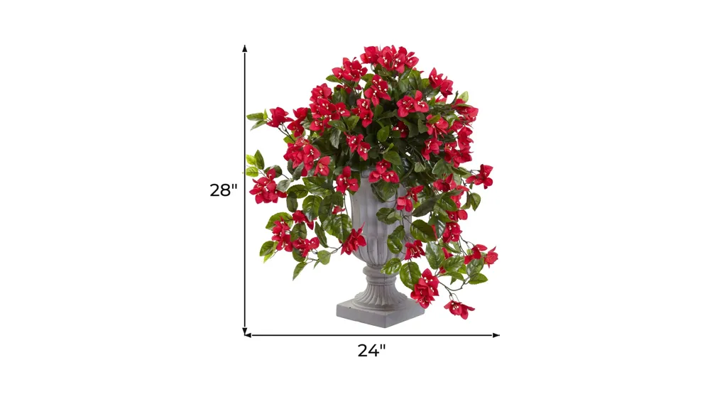 Bougainvillea Flowering Silk Plant with Decorative Urn (Indoor/Outdoor) Dimensions