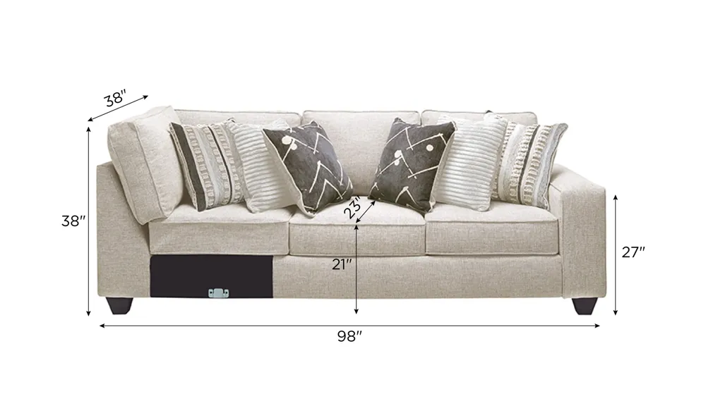 Alston Right Arm Facing Sofa w/ Return Dimensions