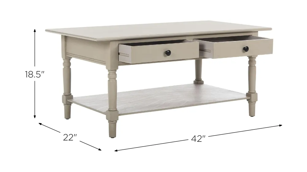 Alphonse 2 Drawer Coffee Table Dimensions