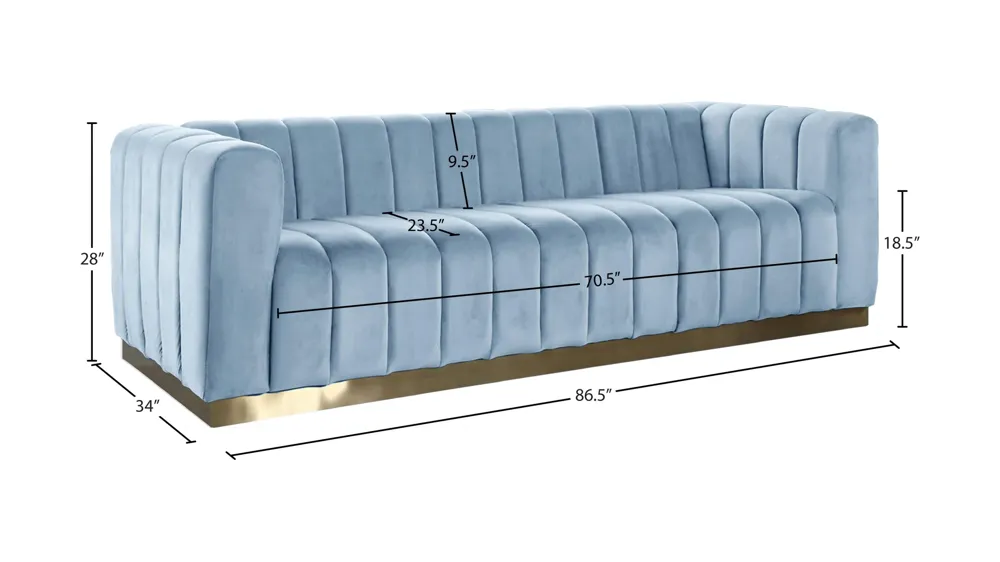 Marlon Velvet Sofa Dimensions