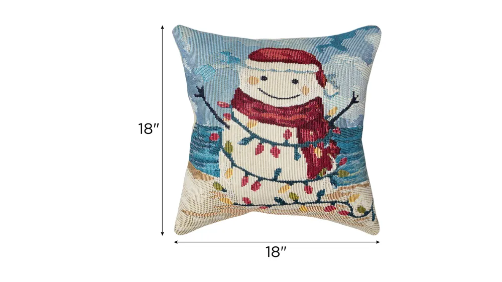 Marina Beach Snowman Indoor/Outdoor Pillow Dimensions