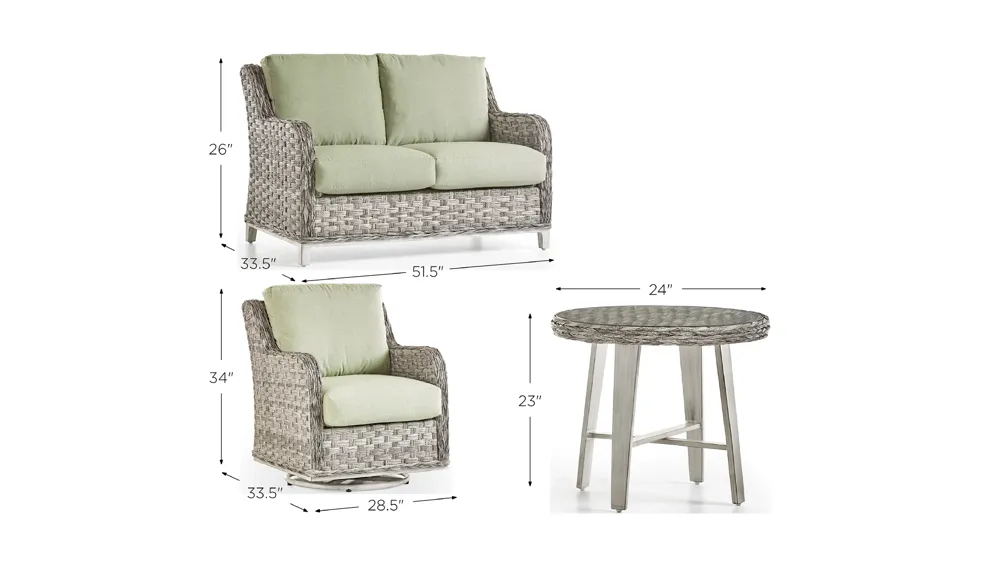 Grand Isle 3-pc. Outdoor Living Set Dimensions