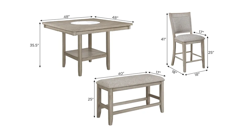 Lysander 6-pc. Counter-Height Dining Set Dimensions