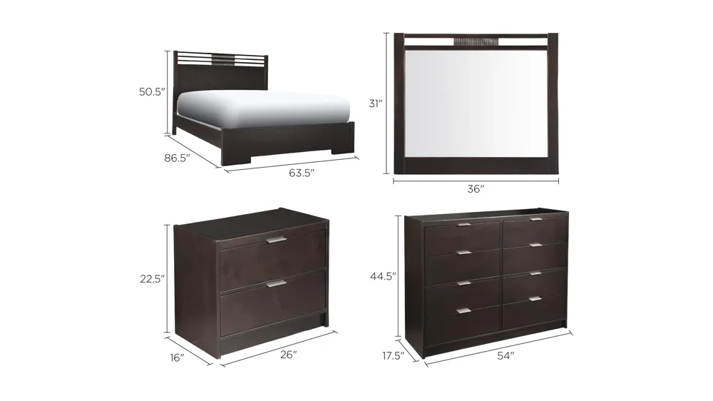 Concorde 4-pc. Platform Bedroom Set Dimensions