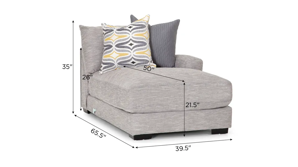 Carter Right-Arm-Facing Chaise Dimensions