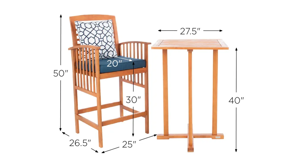Davies 3-pc. Outdoor Pub Table Set Dimensions
