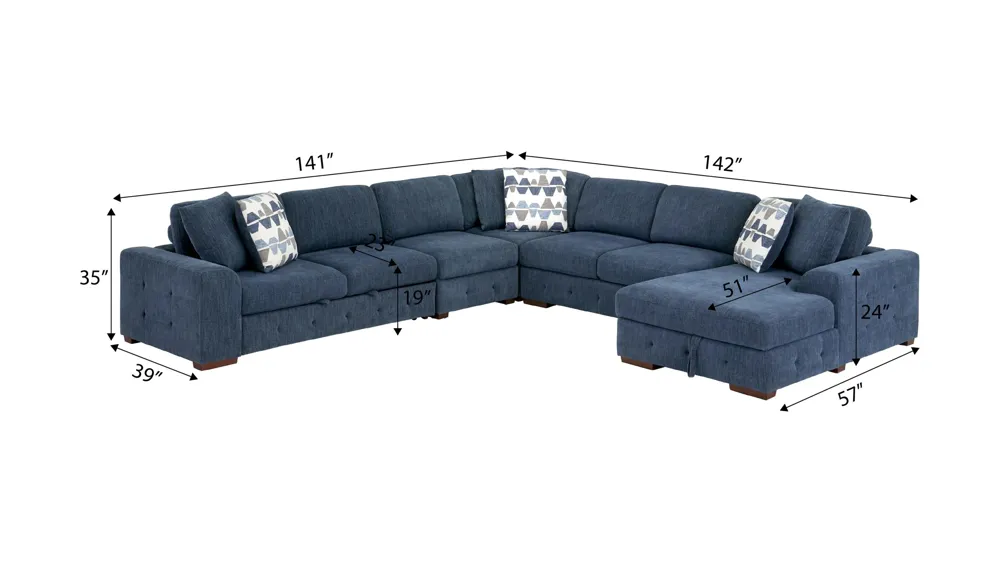 Dolman 5-pc. Sectional with Pop-Up Sleeper | Raymour & Flanigan