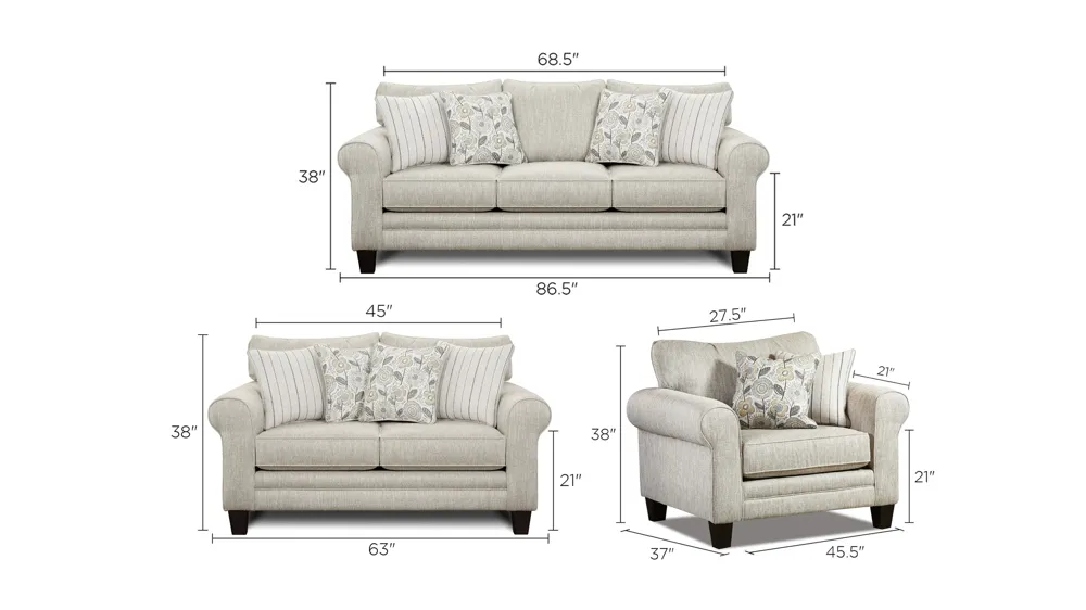 McKinley Living Room Set Dimensions