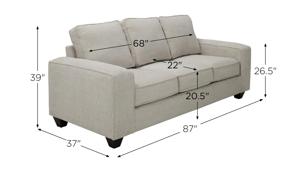 Alston Chenille Sofa Dimensions