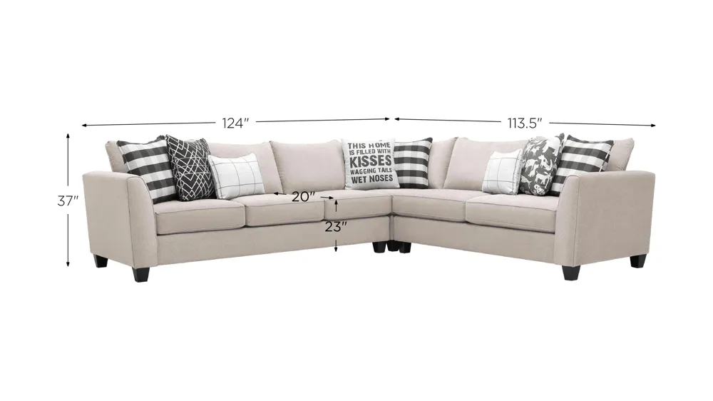 Daine 3-pc. Sectional Sofa Dimensions