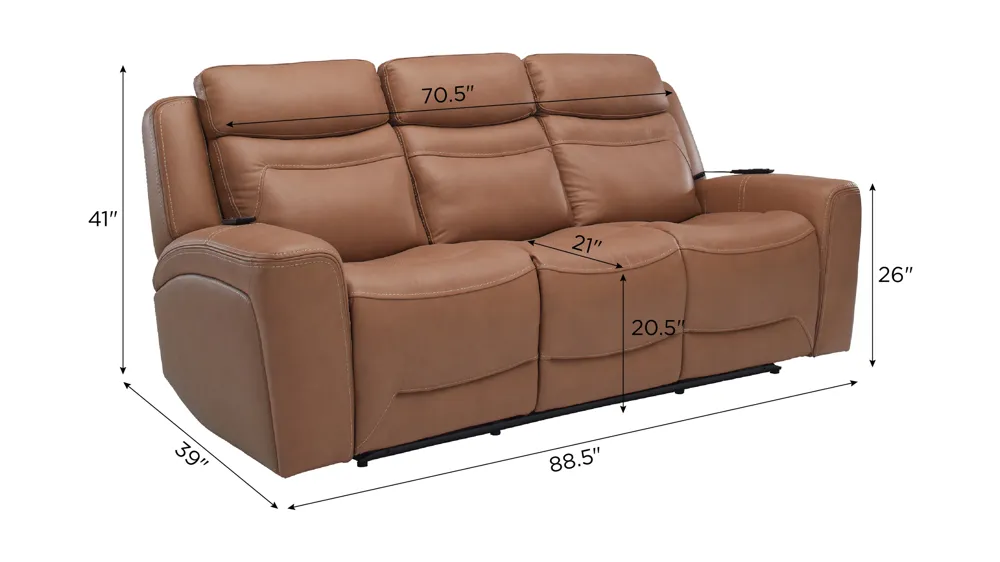 Morgenthal Triple Power Sofa w/ Heat & Massage Dimensions